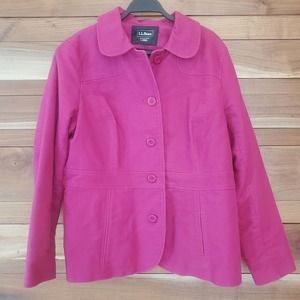 L.L.Bean Women's Light Jacket Blazer Pink Size Large Preppy Pleats